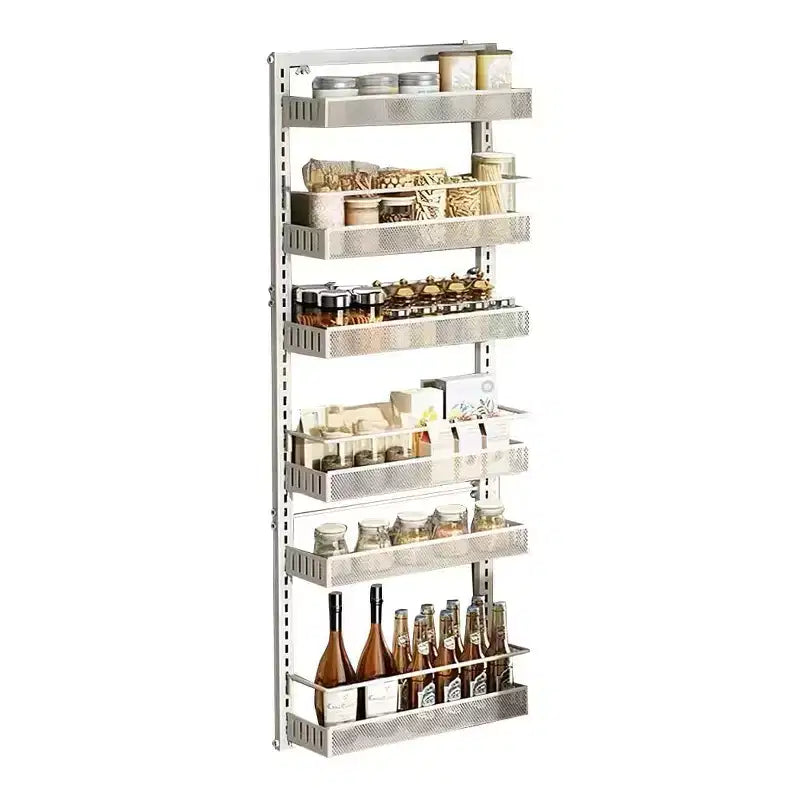 6-Tier Adjustable Over-the-Door Pantry Organizer C Heavy-Duty Metal Hanging Storage Rack with Removable Baskets