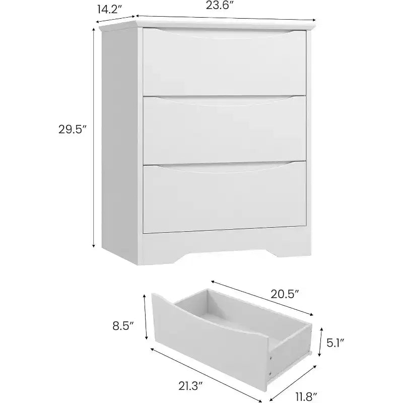 Holzkommode mit 3 Schubladen, hoher moderner Schrank mit tiefem Stauraum, große Kommode mit breiter Ablage, langer Aufbewahrungsschrank für Schlafzimmer  
