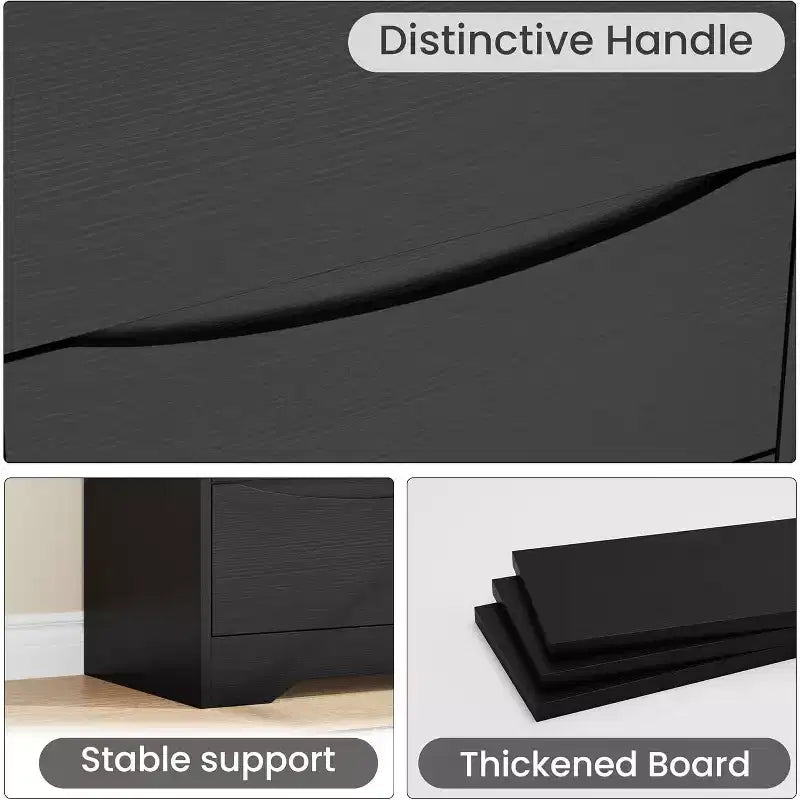 Wooden Dresser with 3 Drawers, Tall Modern Closet with Deep Storage, Large Chest of Drawers with Wide Top, Long Storage Dresser for Bedroom