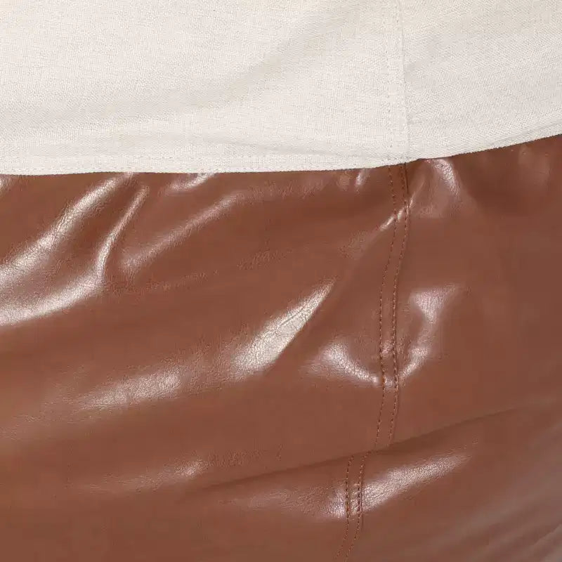5ft Rounded Bean Bag Chair, Faux Leather Floor Sofa for Easy Cleaning, Comfy Sofa Chair for Living Room and Bedroom