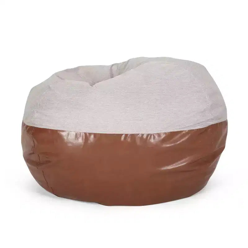 5ft Rounded Bean Bag Chair, Faux Leather Floor Sofa for Easy Cleaning, Comfy Sofa Chair for Living Room and Bedroom