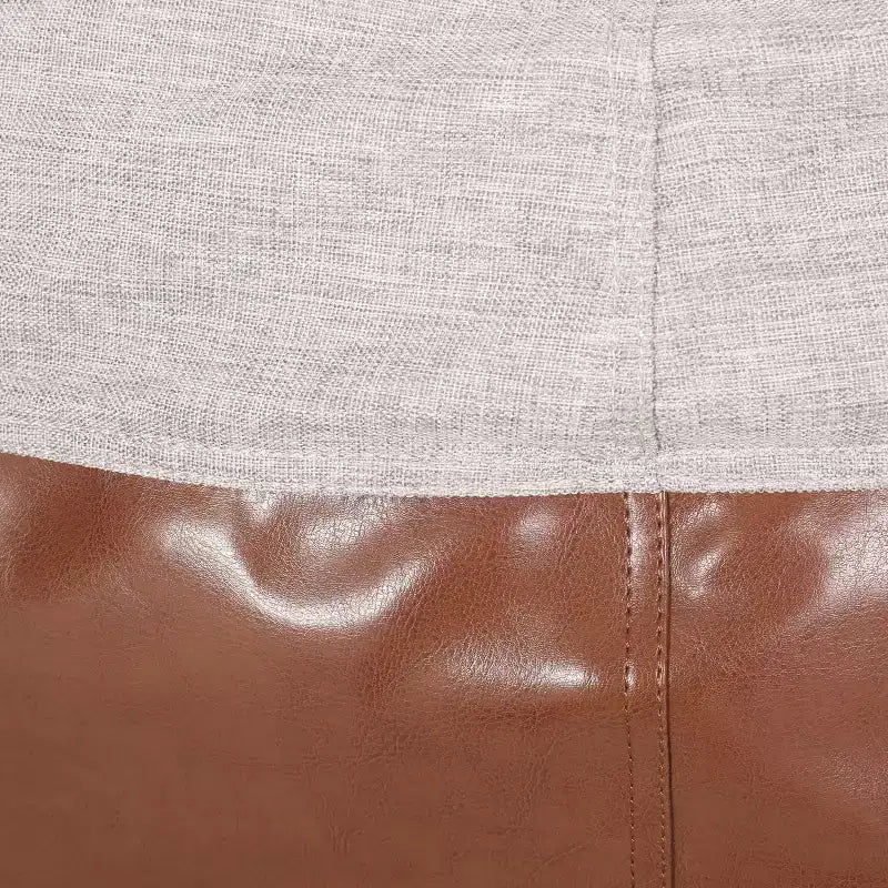 5ft Rounded Bean Bag Chair, Faux Leather Floor Sofa for Easy Cleaning, Comfy Sofa Chair for Living Room and Bedroom
